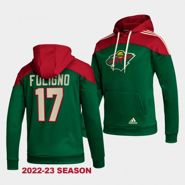 Marcus Foligno Minnesota Wild Stylish Green 2022-23 AEROREADY Pullover Hoodie