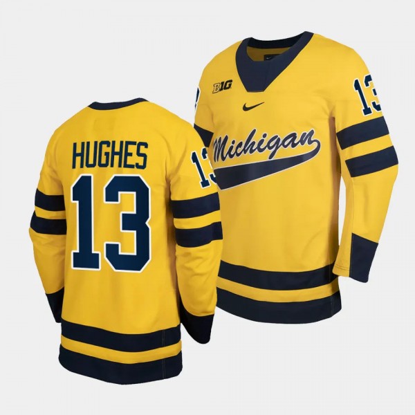 T.J. Hughes Michigan Wolverines Classic Hockey Maize Replica Jersey 13