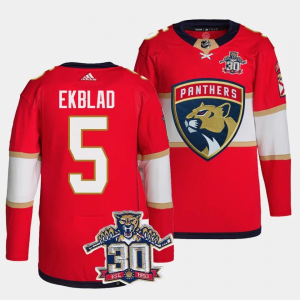 Florida Panthers 30th Anniversary Aaron Ekblad #5 Red Authentic Home Jersey Men's