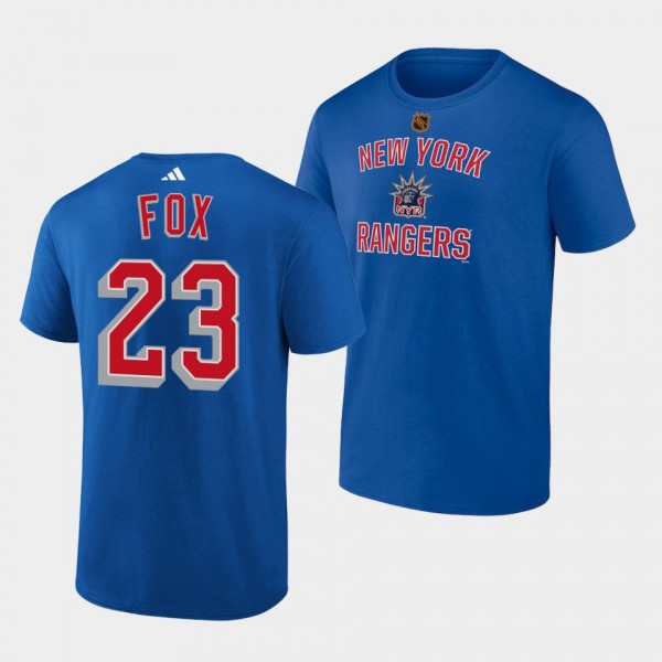 Adam Fox #23 New York Rangers Reverse Retro 2.0 Wheelhouse Blue T-Shirt