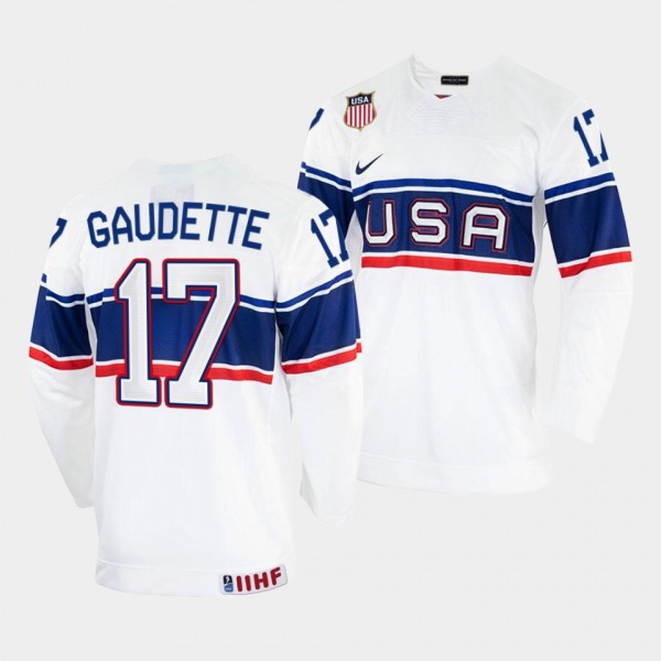 USA 2022 IIHF World Championship Adam Gaudette #17...