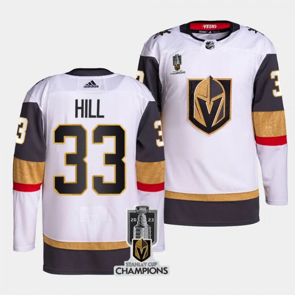Vegas Golden Knights 2023 Stanley Cup Champions Adin Hill #33 White Authentic Away Jersey Men's