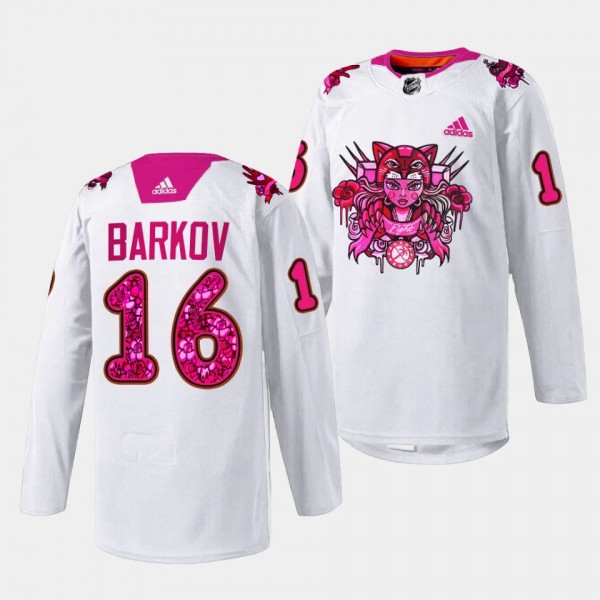 Pink in the Rink Aleksander Barkov Florida Panthers White #16 Limited Jersey 2023