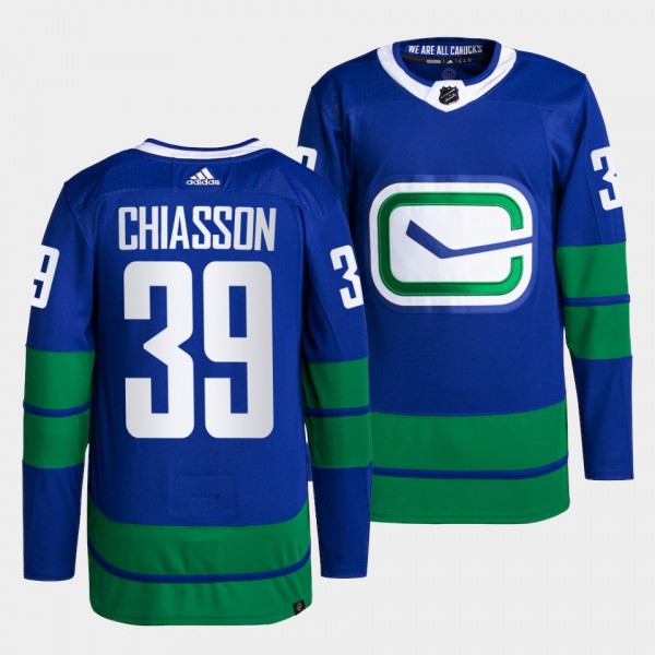 Alex Chiasson Canucks Alternate Blue Jersey #39 Primegreen Authentic Pro