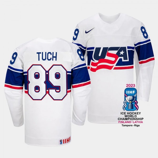 USA 2023 IIHF World Championship Alex Tuch #89 Whi...