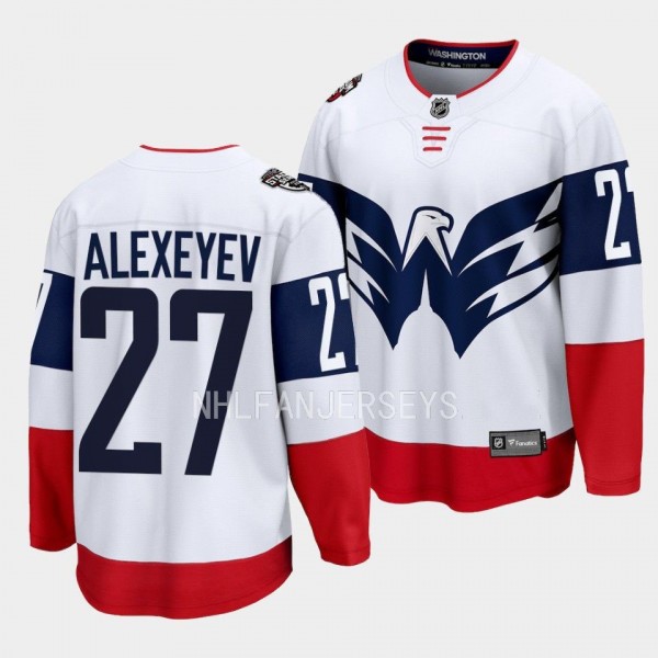 Washington Capitals Alexander Alexeyev 2023 NHL Stadium Series White Breakaway Player Jersey Men's