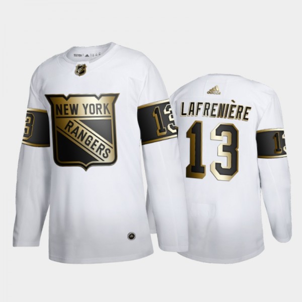 New York Rangers Alexis Lafreniere #13 Limited Authentic Golden Edition White Jersey