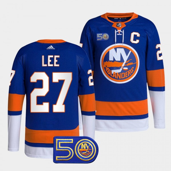 New York Islanders 50th Anniversary Anders Lee #27 Royal Jersey Primegreen Home