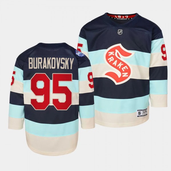 Seattle Kraken #95 Andre Burakovsky 2024 NHL Winter Classic Premier Player Blue Youth Jersey