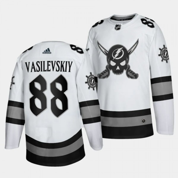 Gasparilla inspired Andrei Vasilevskiy Tampa Bay Lightning White #88 Limited Edition Jersey 2024