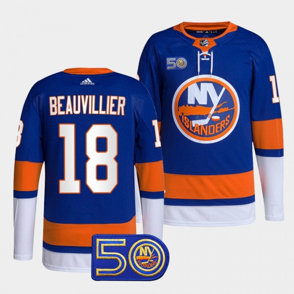 New York Islanders 50th Anniversary Anthony Beauvillier #18 Royal Jersey Primegreen Home