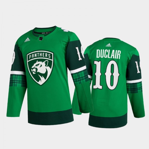 Florida Panthers Anthony Duclair #10 St. Patricks Day 2022 Green Jersey Warm-Up