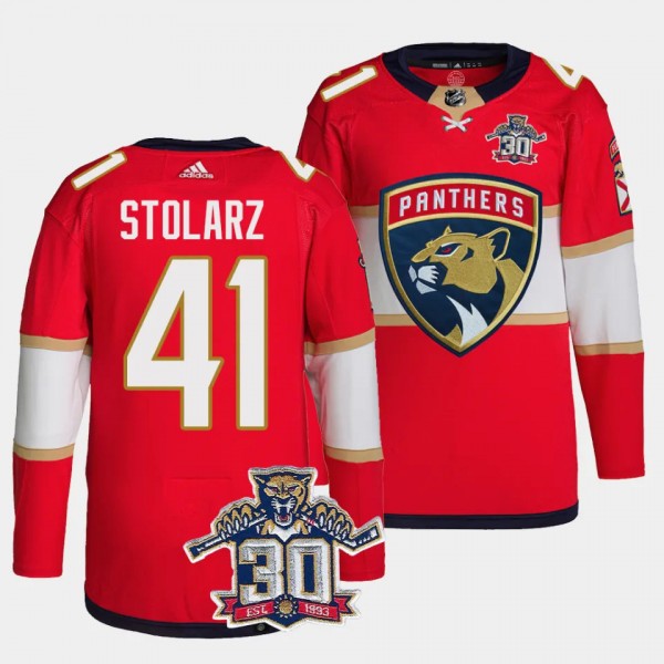 Florida Panthers 30th Anniversary Anthony Stolarz #41 Red Authentic Home Jersey Men's