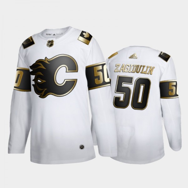 Calgary Flames Artyom Zagidulin #50 Authentic Golden Edition White Jersey