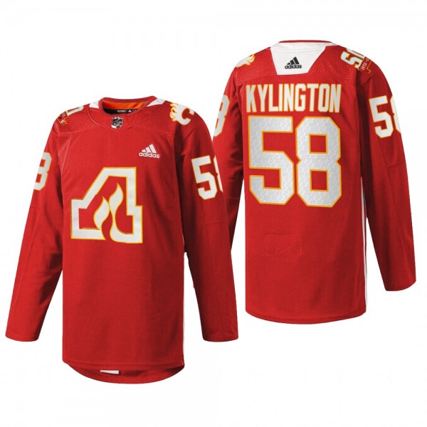 Oliver Kylington Calgary Flames 50th Anniversary Jersey Red #58 Warm-Up