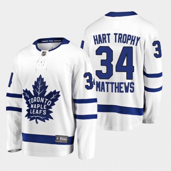 Auston Matthews Hart Trophy Maple Leafs #34 White ...