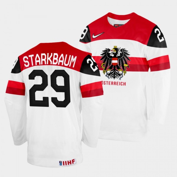 Bernhard Starkbaum 2022 IIHF World Championship Austria Hockey #29 White Jersey Home