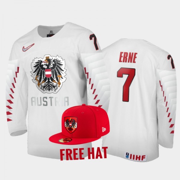 Luca Erne Austria Hockey White Free Hat Jersey 202...