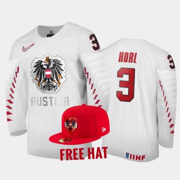 Lukas Horl Austria Hockey White Free Hat Jersey 20...