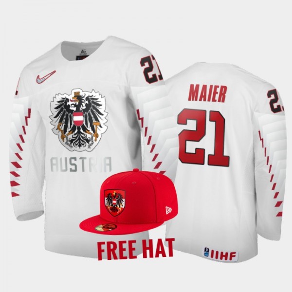 Oskar Maier Austria Hockey White Free Hat Jersey 2...
