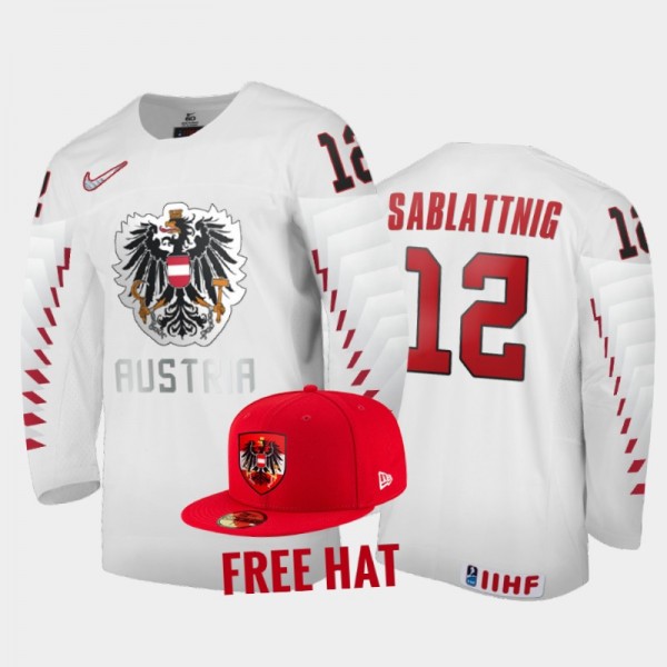 Tobias Sablattnig Austria Hockey White Free Hat Je...
