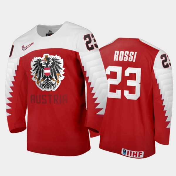 Men Austria Team 2021 IIHF World Junior Championship Marco Rossi #23 Away Red Jersey