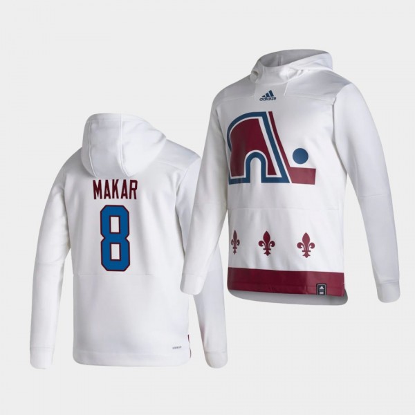 Colorado Avalanche Cale Makar 2021 Reverse Retro White Authentic Pullover Special Edition Hoodie