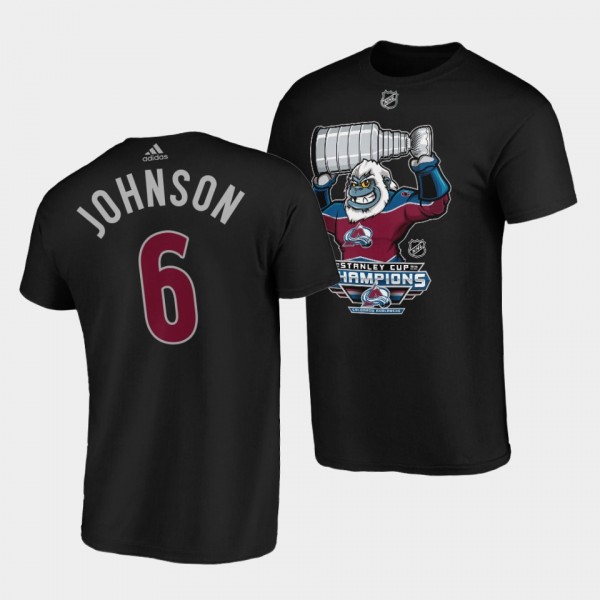 Erik Johnson Colorado Avalanche 2022 Stanley Cup Champions Black Mascot T-Shirt #6