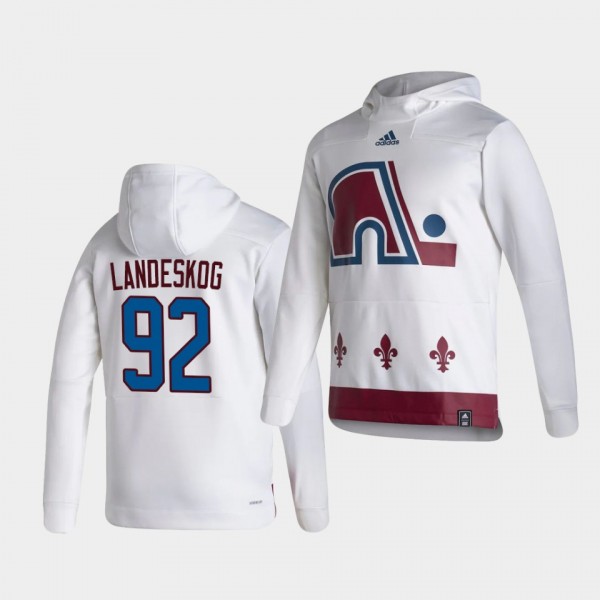 Colorado Avalanche Gabriel Landeskog 2021 Reverse Retro White Authentic Pullover Special Edition Hoodie
