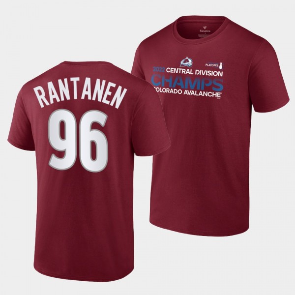 Colorado Avalanche Mikko Rantanen 2022 Central Division Champions Big Tall Burgundy #96 T-Shirt