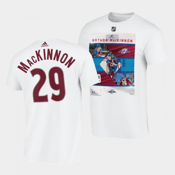 Colorado Avalanche Nathan MacKinnon Player photo Stars of Game T-Shirt #29 White
