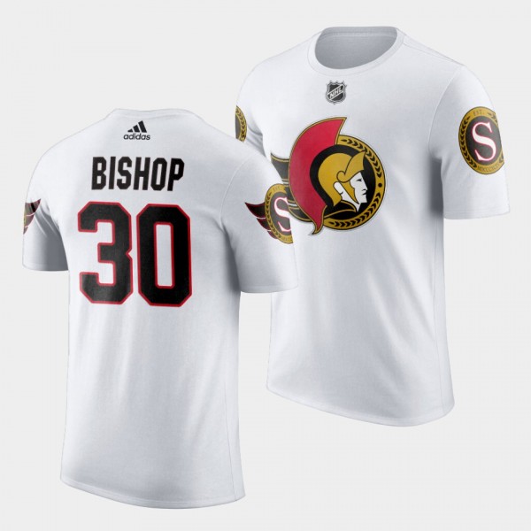 Ben Bishop #30 Ottawa Senators Primary Logo White T-Shirt