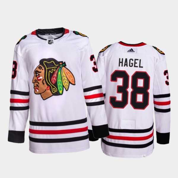 Brandon Hagel Chicago Blackhawks Away Jersey 2021-22 White #38 Primegreen Authentic Pro Uniform