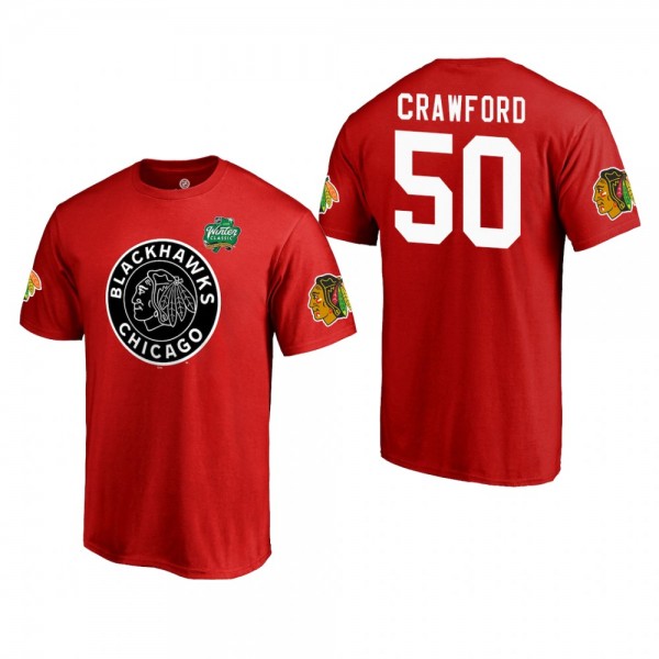 Men's Chicago Blackhawks Corey Crawford #50 2019 Winter Classic Red Primary Logo Fanatics Bad T-Shirt