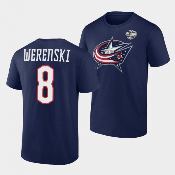 Zach Werenski 2022 NHL Global Series Columbus Blue Jackets Navy T-Shirt