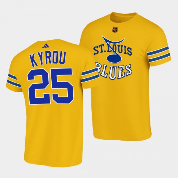 Jordan Kyrou Reverse Retro 2.0 St. Louis Blues Yellow T-Shirt 1966 Prototype Logo