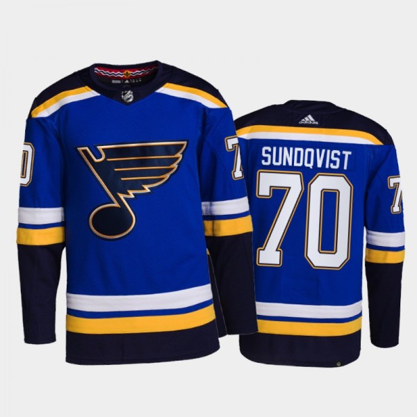 Oskar Sundqvist St. Louis Blues Home Jersey 2021-22 Blue #70 Primegreen Authentic Pro Uniform