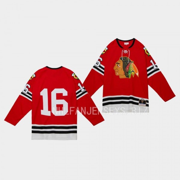 Bobby Hull Chicago Blackhawks Blue Line 1960 Throwback Red #16 Jersey Mitchell Ness