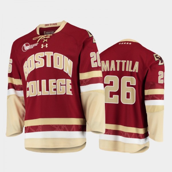Boston College Eagles Julius Mattila #26 College Hockey Maroon Jersey