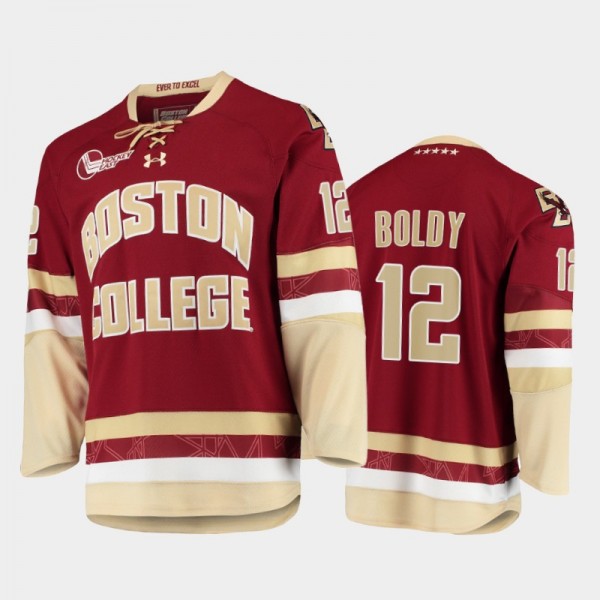 Boston College Eagles Matt Boldy #12 College Hockey Maroon Jersey