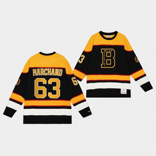 Boston Bruins NHL X Bel-Air Brad Marchand Black #63 Hockey Jersey