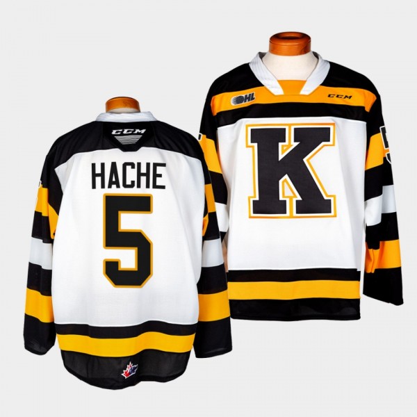 Braden Hache Kingston Frontenacs #5 White OHL Hock...