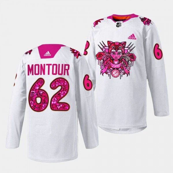 Pink in the Rink Brandon Montour Florida Panthers White #62 Limited Jersey 2023