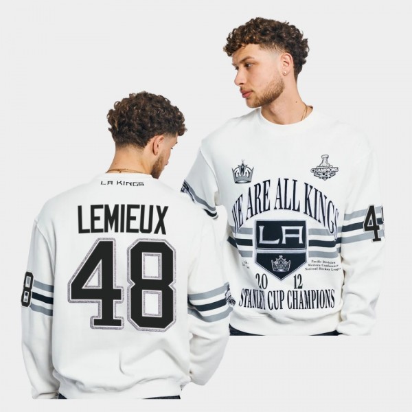 Los Angeles Kings Brendan Lemieux We Are All Kings #48 White Crew Sweatshirt