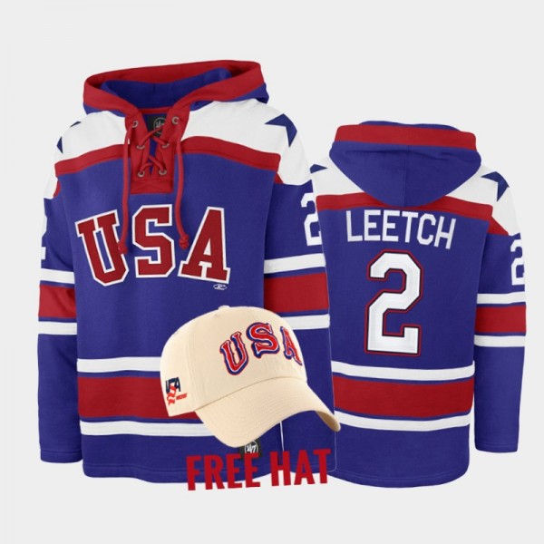 Brian Leetch USA Hockey Miracle On Ice Blue Free Hat Hoodie #2