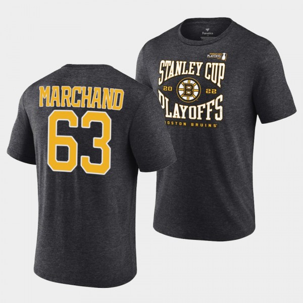 Boston Bruins Brad Marchand 2022 Stanley Cup Playoffs Wraparound Charcoal #63 T-Shirt