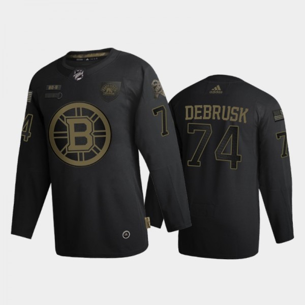 Men Boston Bruins Jake Debrusk #74 2020 Veterans Day Authentic Black Jersey
