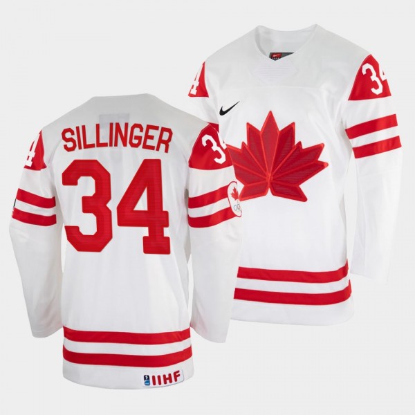Cole Sillinger 2022 IIHF World Championship Canada Hockey #34 White Jersey Home