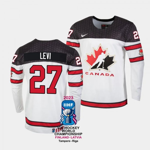 Devon Levi Canada Hockey 2023 IIHF World Championship #27 White Jersey Home