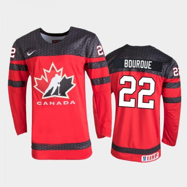 Canada Hockey Mavrik Bourque 2022 IIHF World Junior Championship Red Away Jersey #22